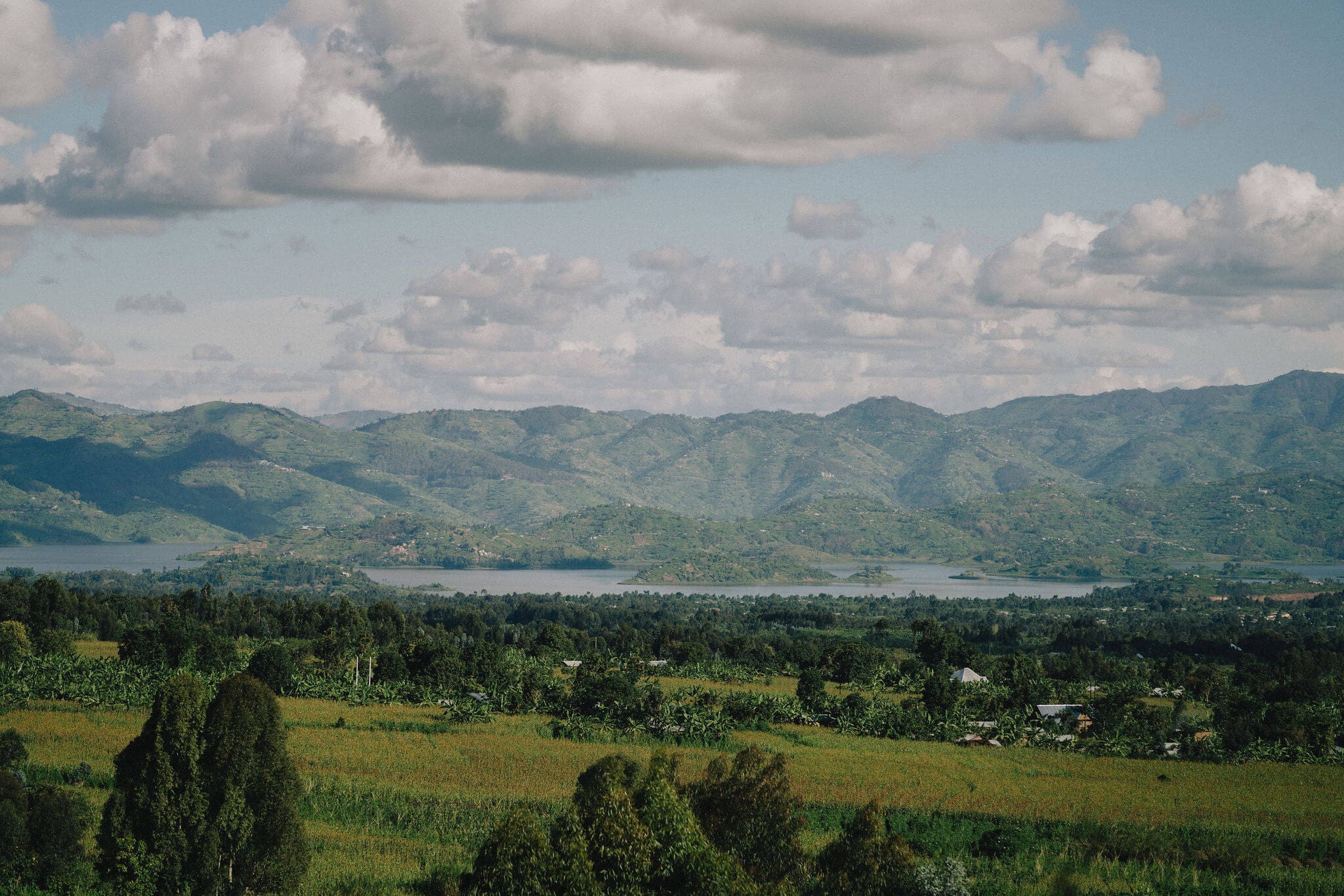 Views of mountains and lakes in Rwanda as seen on a Slow Cyclist journey