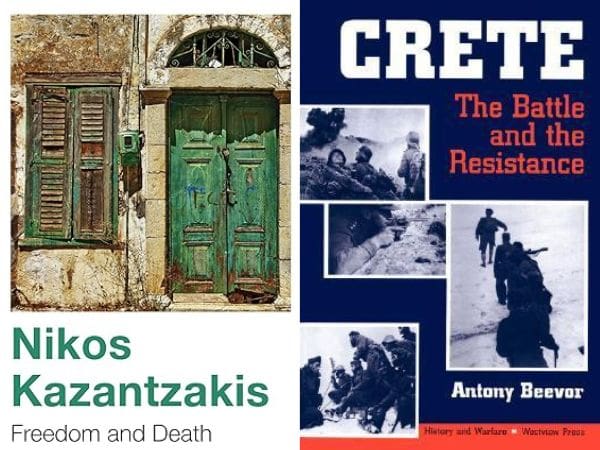 Covers of some of the best books about Crete: Freedom and Death and Crete: The Battle and Resistance