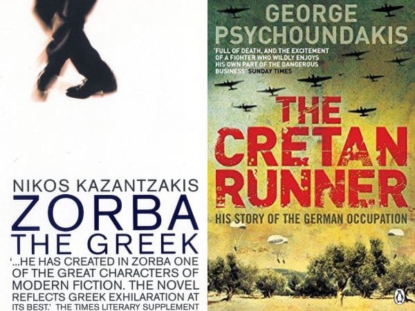 Covers of some of the best books about Crete: Zorba the Greek and The Cretan Runner