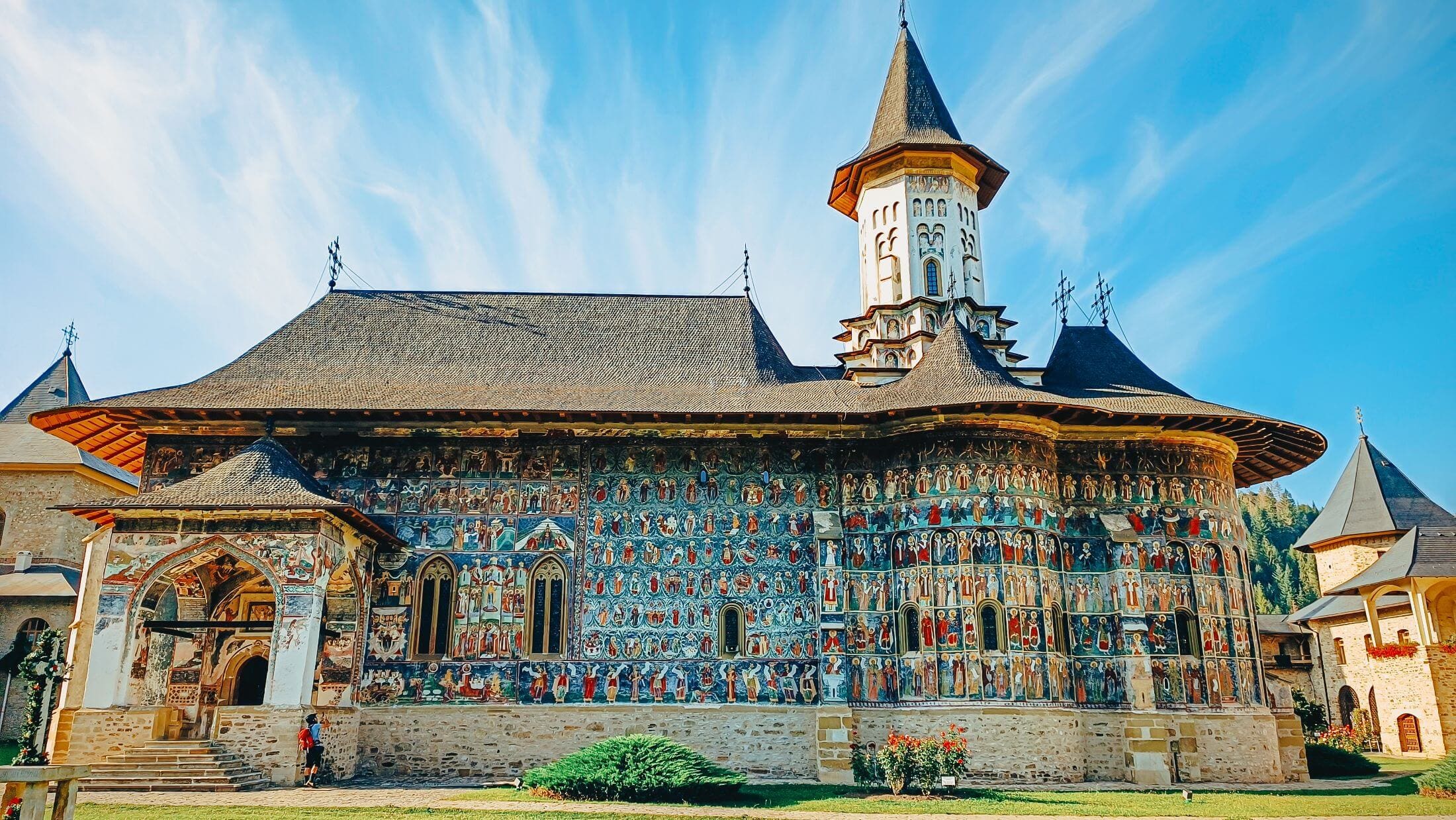 The painted monastery at Sucevita, as seen by Slow Cyclists on Romania's Via Transilvanica