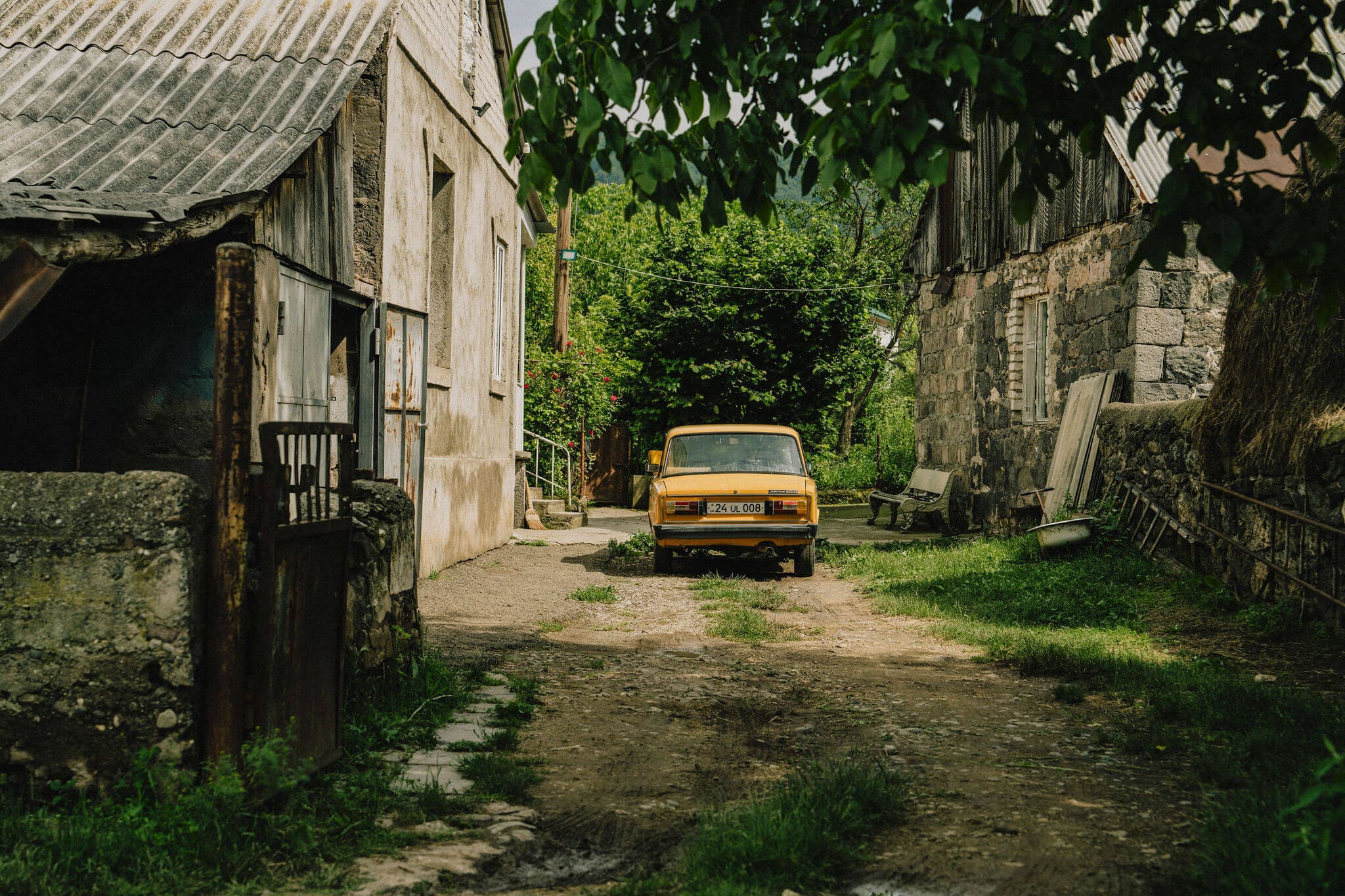 A Lada parked in rural Armenia, seen on a Slow Cyclist journey