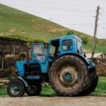 A tractor in the Armenian Highlands, as seen by Slow Cyclists