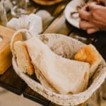 A meal of lavash flatbread and Armenian khorovats barbecue for Slow Cyclist guests